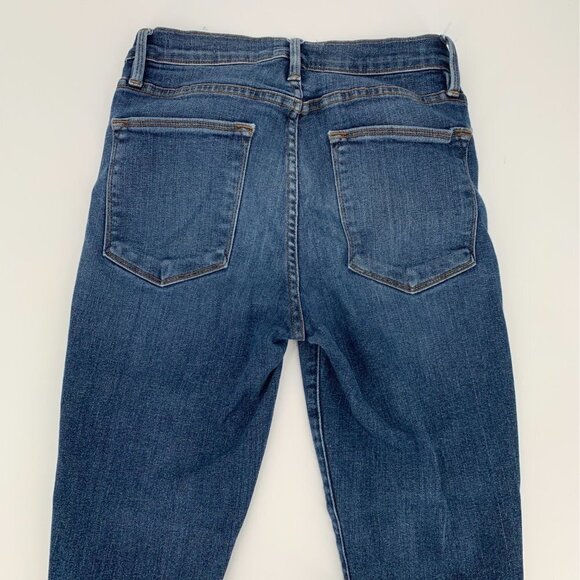 FRAME‎ Le High Skinny Jeans Raw Hem, Distressed, Shredded Knees Size 26 - Picture 10 of 11